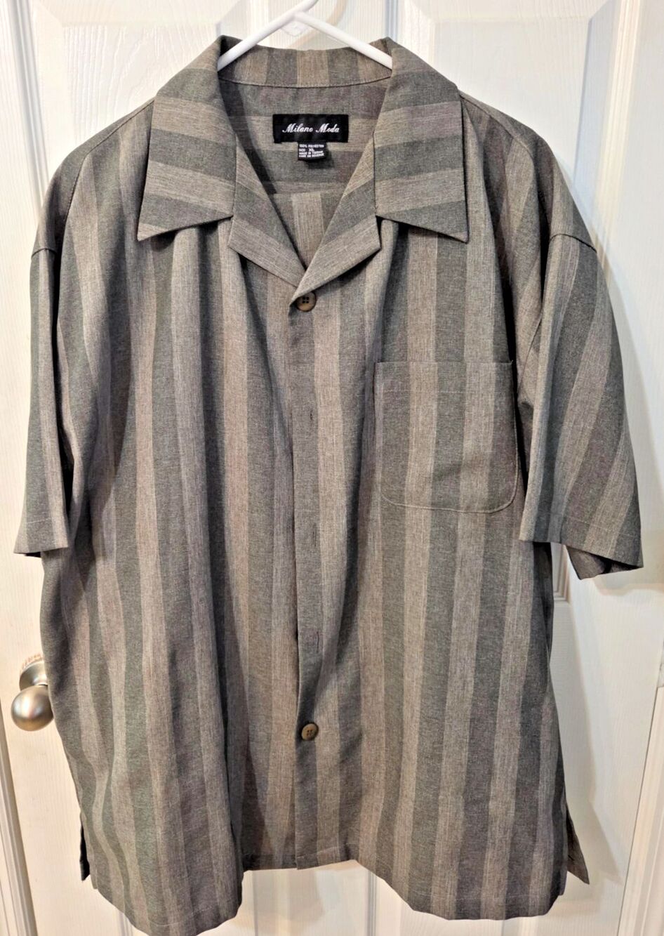 Mens Dress Shortsleeve Shirt Pants Set by Milano Moda Shirt XL Pants 38 Striped